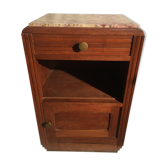 Beech bedside table on marble; 30/40s