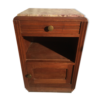 Beech bedside table on marble; 30/40s
