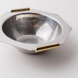 1980s vintage bowls, set of 8, stainless steel with gold handles.
