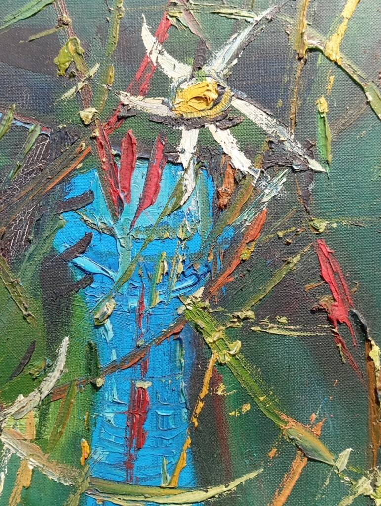 Painting on canvas by Robert Martin, "Flowers", 1975