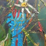 Peinture sur toile de Robert Martin, "Fleurs", 1975