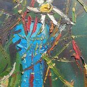 Painting on canvas by Robert Martin, "Flowers", 1975