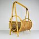 Vintage bamboo and Vienna straw magazine rack, Italy, 1960s.