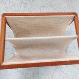 Scandinavian magazine door in teak and burlap, Denmark 60/70