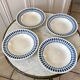 Set of 4 hollow plates Digoin Sarreguemines blue model "Tartan" 40s
