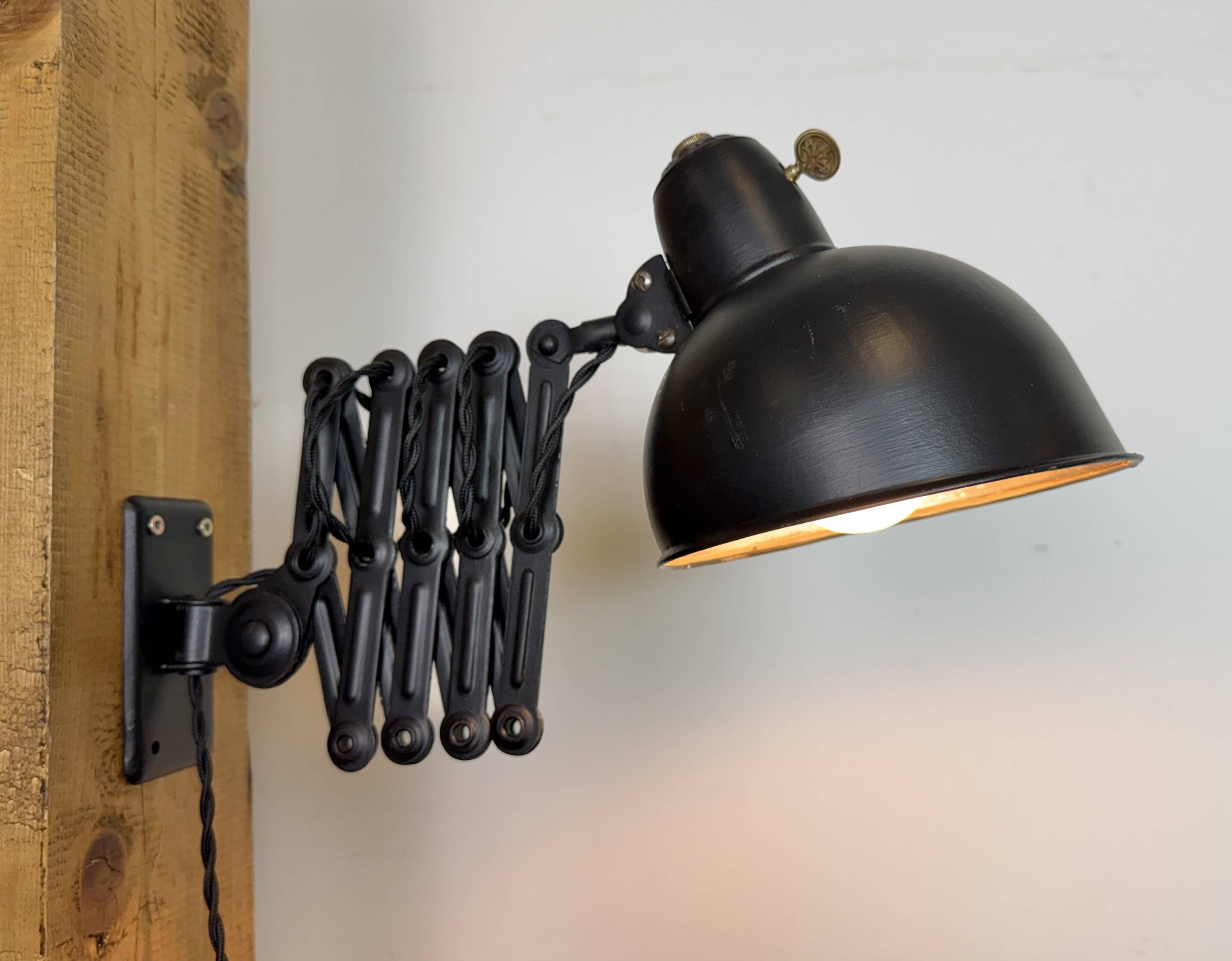 Black Industrial Bauhaus Scissor Wall Lamp from Kaiser Idell, 1930s