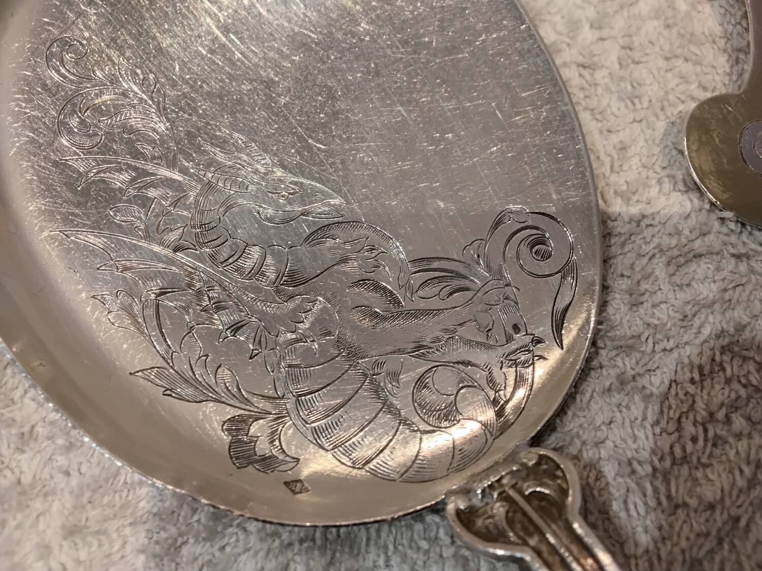 Silver ice cream serving set 800 boar renaissance griffin