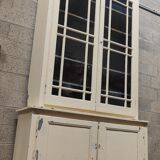 Old school library, white patinated two-body dresser, year 1888