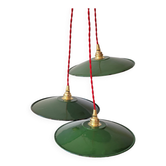 Trio de suspensions en tôle émaillée