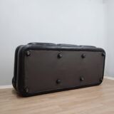 3-Seater black leather Sapporo sofa by Mobil Girgi 1970s