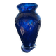 Cobalt blue glass vase, signed, glass art piece.