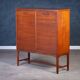 Teak Drum Cabinet with Brass Handle, Denmark, 1960s