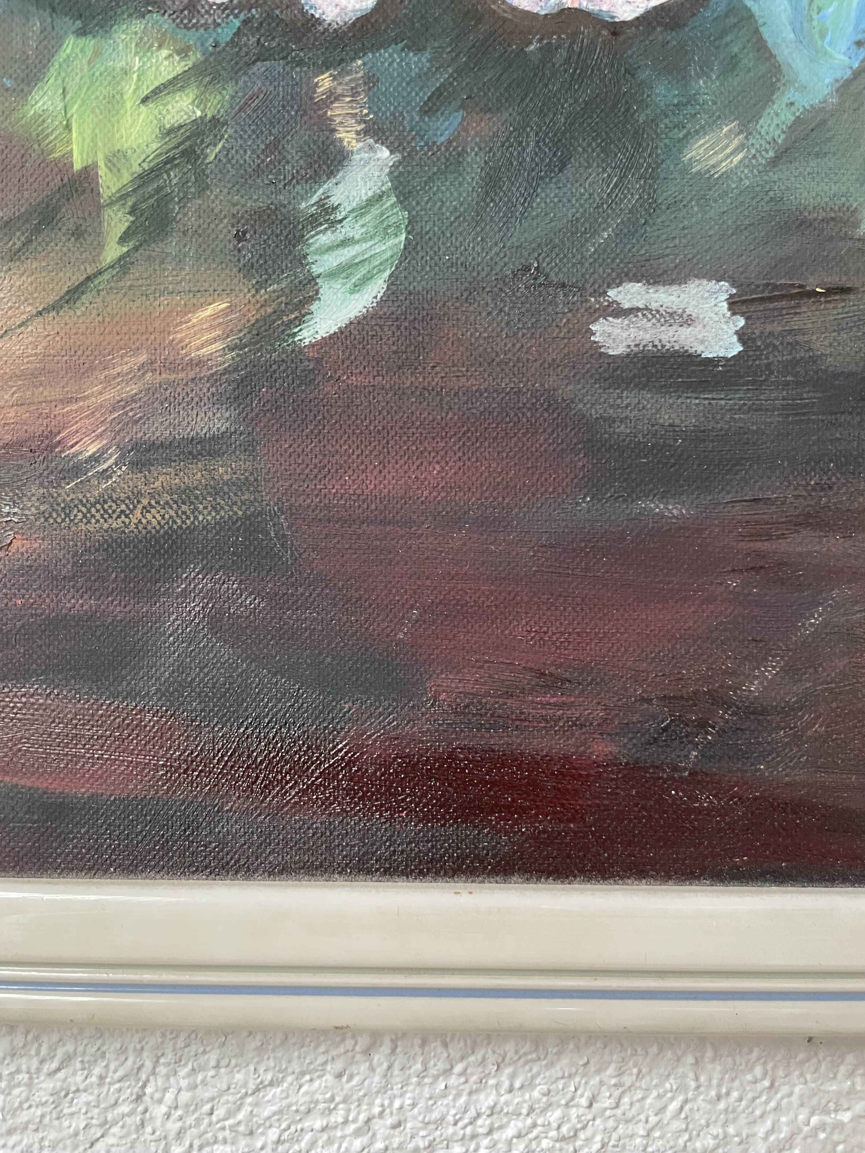 Oil canvas on wood flowers