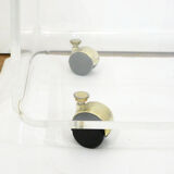 Transparent thermoformed plexi coffee table, on wheels