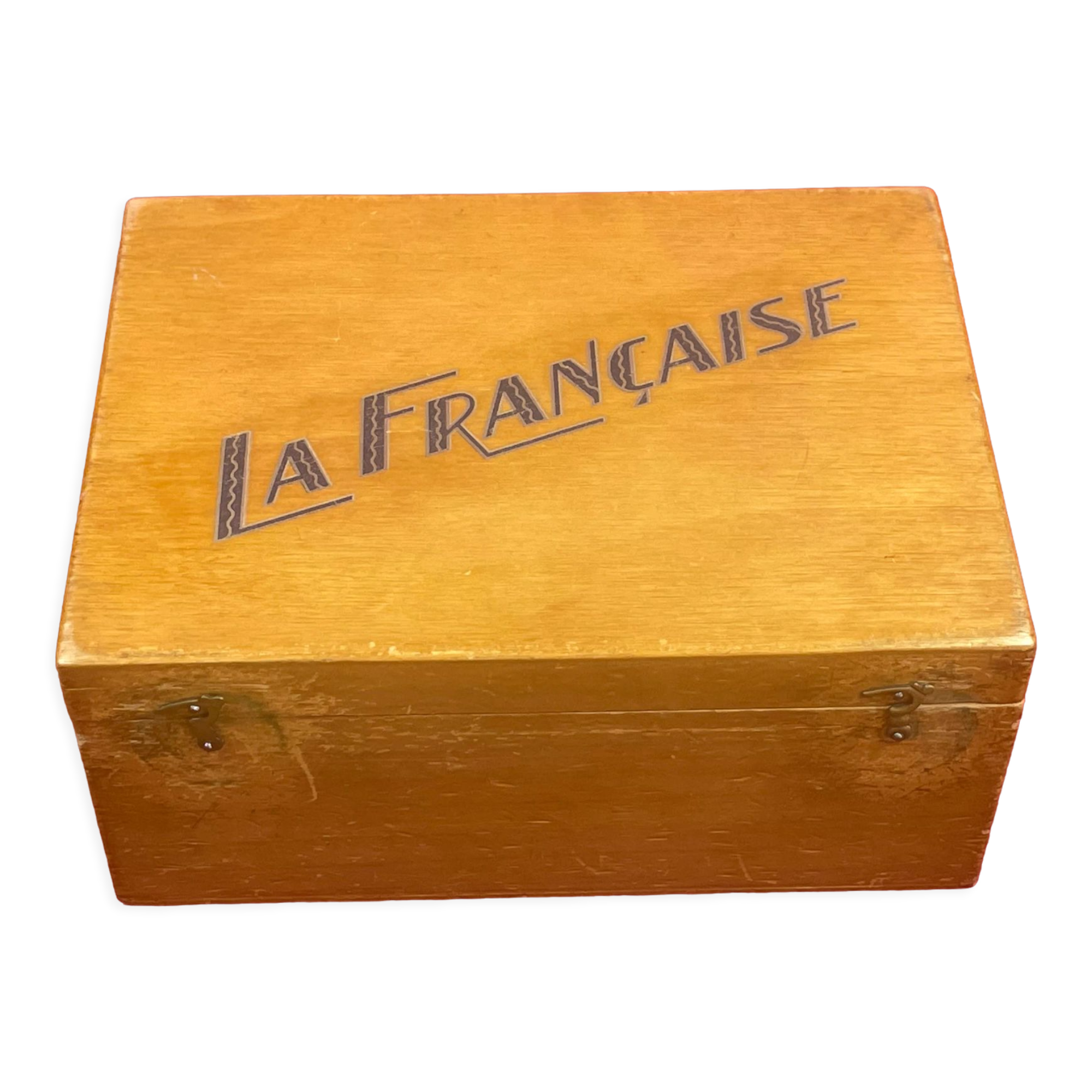 Old box advertising wood "la française" collection decoration flea market