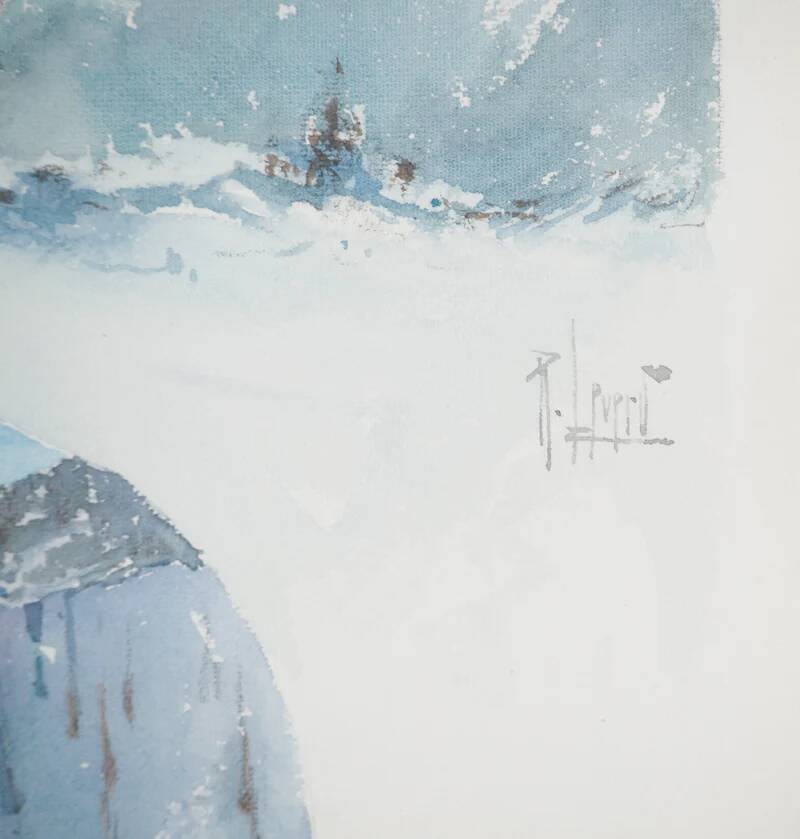 René LEVERD: Switzerland, Harmony of the Heights, original signed watercolor
