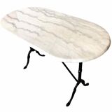 Oval marble and cast iron bistro table
