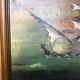 Oil painting on canvas j. peyraud view boats + wood frame #a219