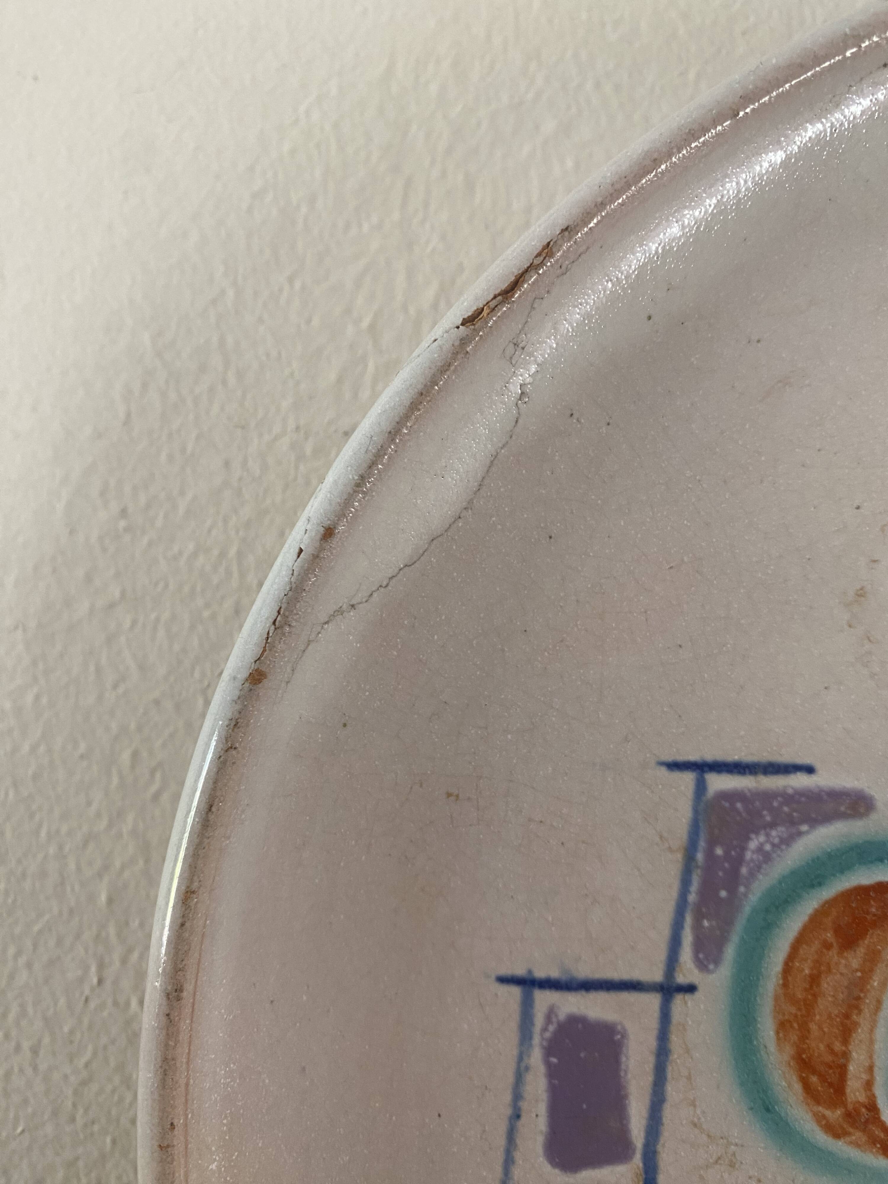 Decorative plate from Vallauris signed Cerenne