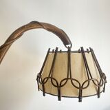 Vintage floor lamp with rattan shelf