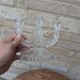 Antique molded glass candle holder for 3 taper candles