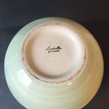 Lunéville France round vase – kiwi & leaf decoration – soft green vintage