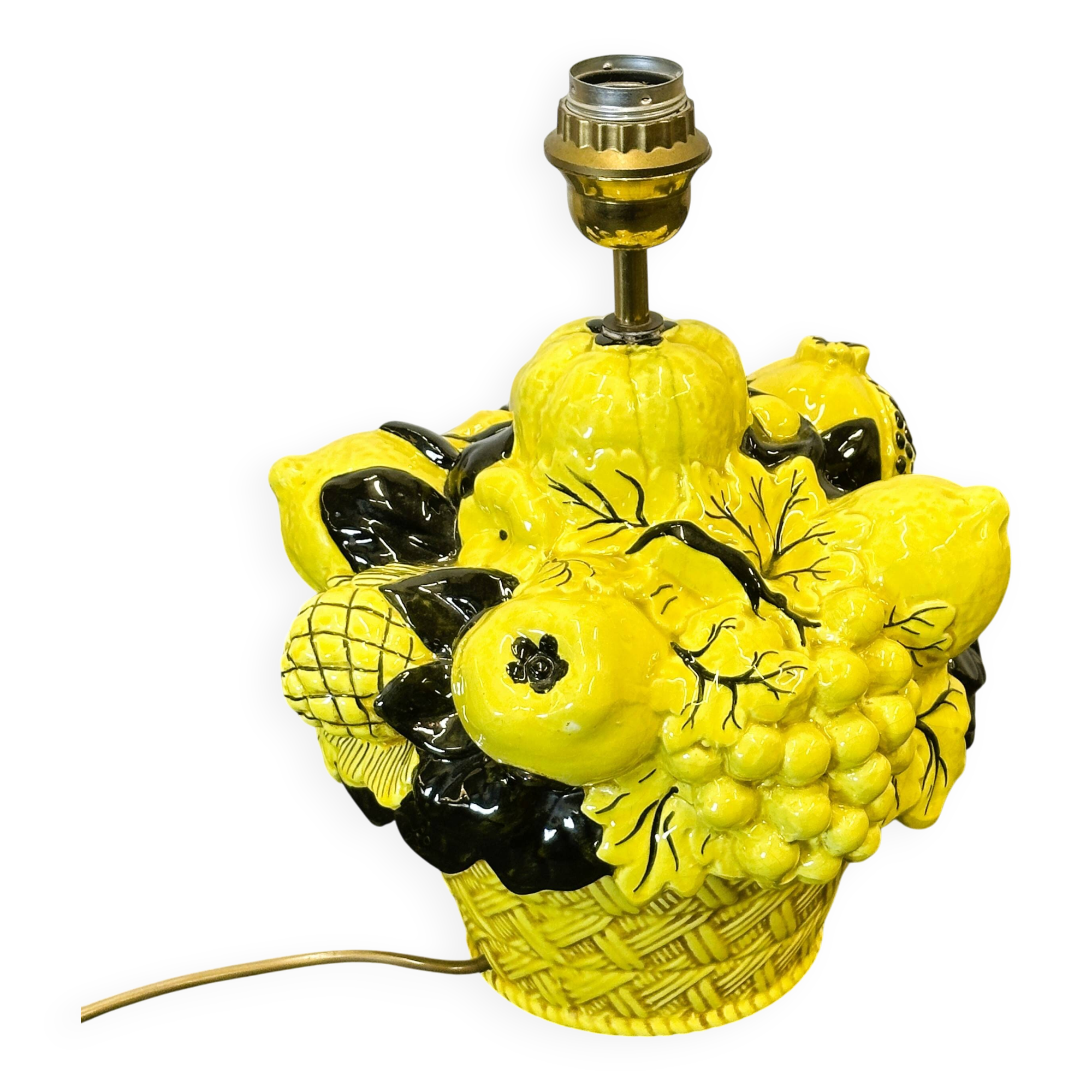 Striking Uco Zaccagnini Lemon Fruit Basket Table Lamp, 1970s. Italy.