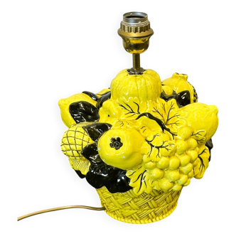 Striking Uco Zaccagnini Lemon Fruit Basket Table Lamp, 1970s. Italy.