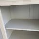 Vintage Parisian wardrobe painted in linen white, one door, three shelves