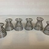 Six metal spiral egg cups