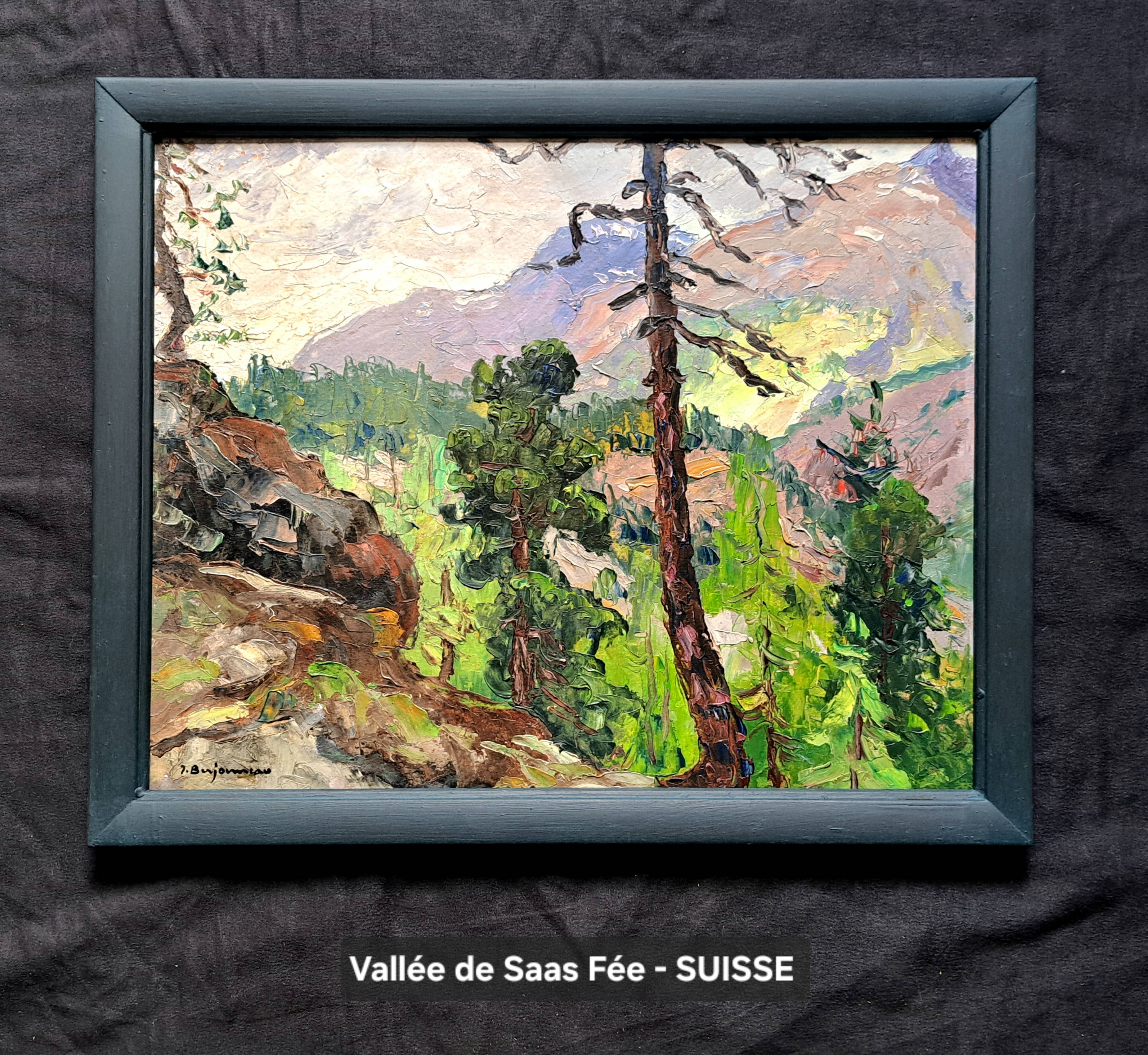 Pair of post-impressionist paintings signed BERJONNEAU, oil on cardboard.