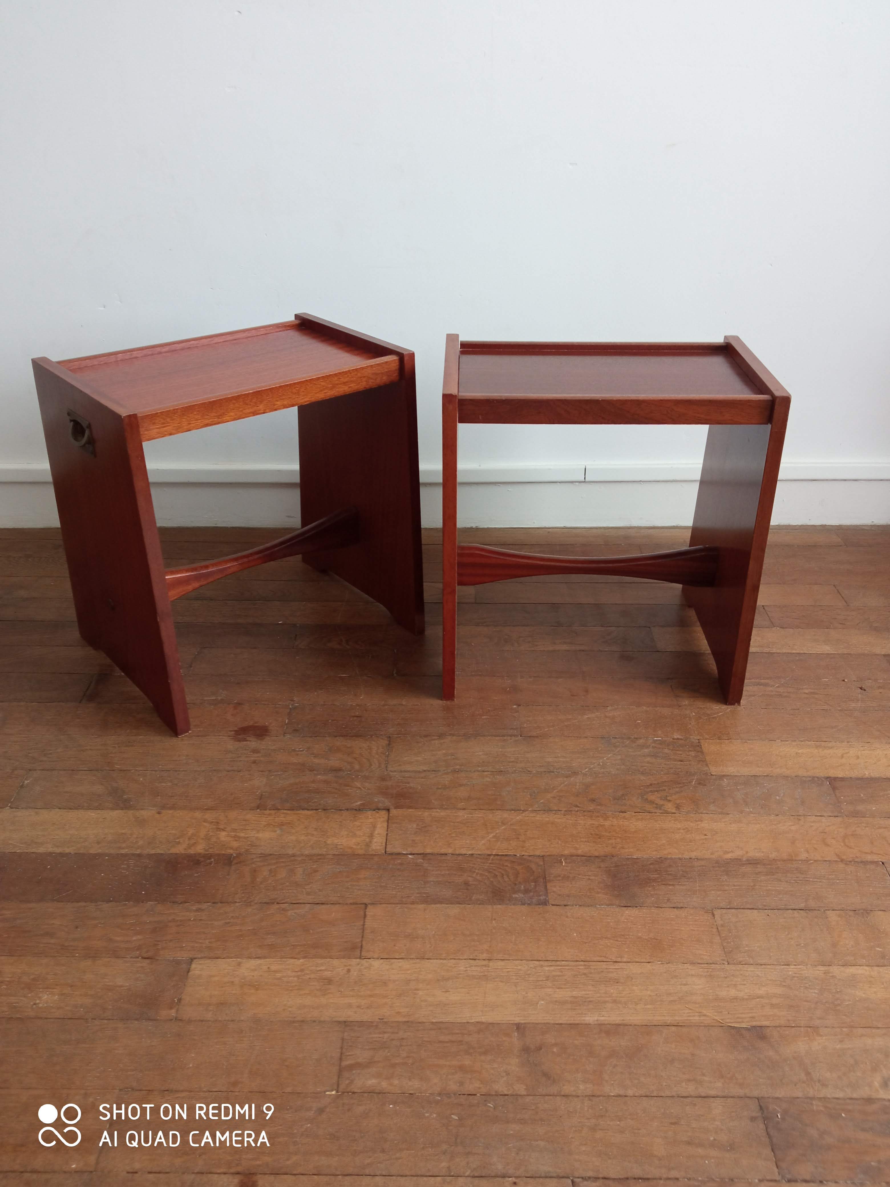 Pair of sofa ends/bedside tables in vintage Gautier teak