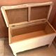 Vintage white wooden toy chest, children's storage or decorative bench