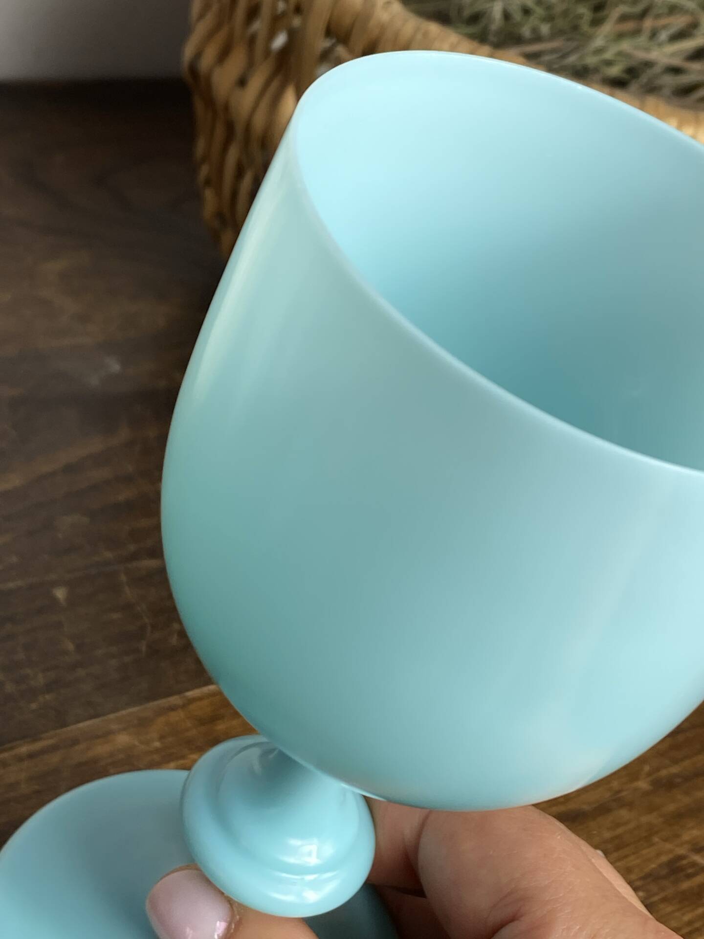 Blue opaline glass goblet from Portieux