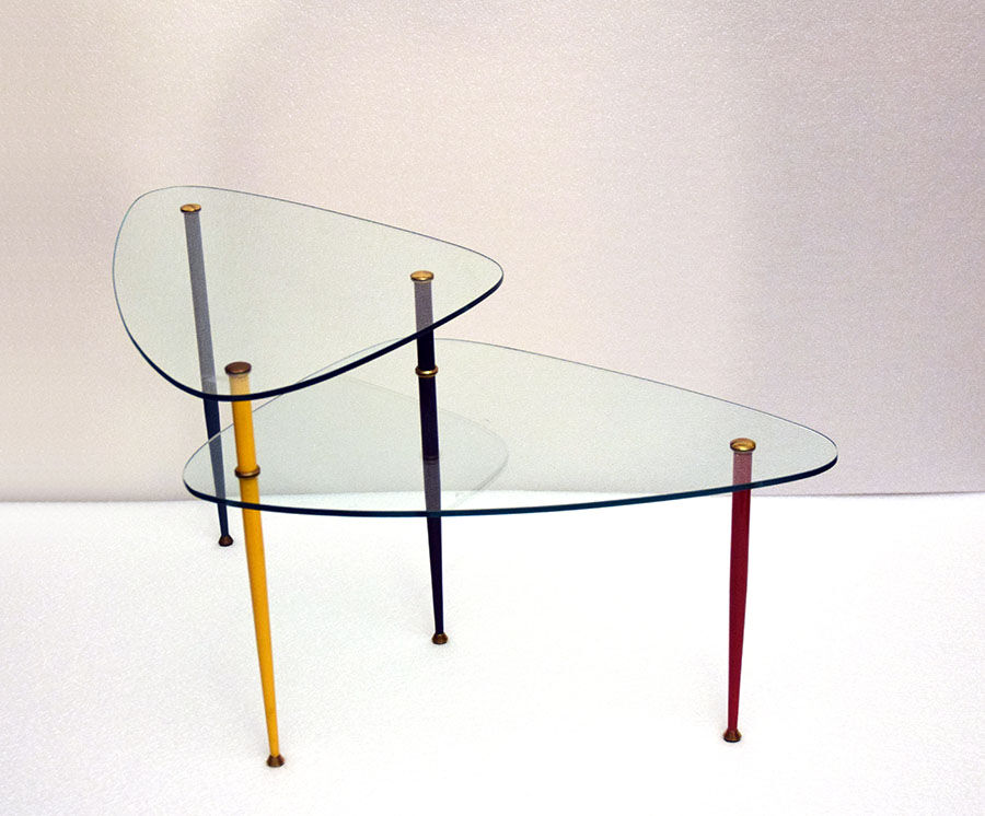 Metal & Crystal Arlecchino Coffee Table by Edoardo Poli for Vitrex, 1960s