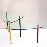 Metal & Crystal Arlecchino Coffee Table by Edoardo Poli for Vitrex, 1960s