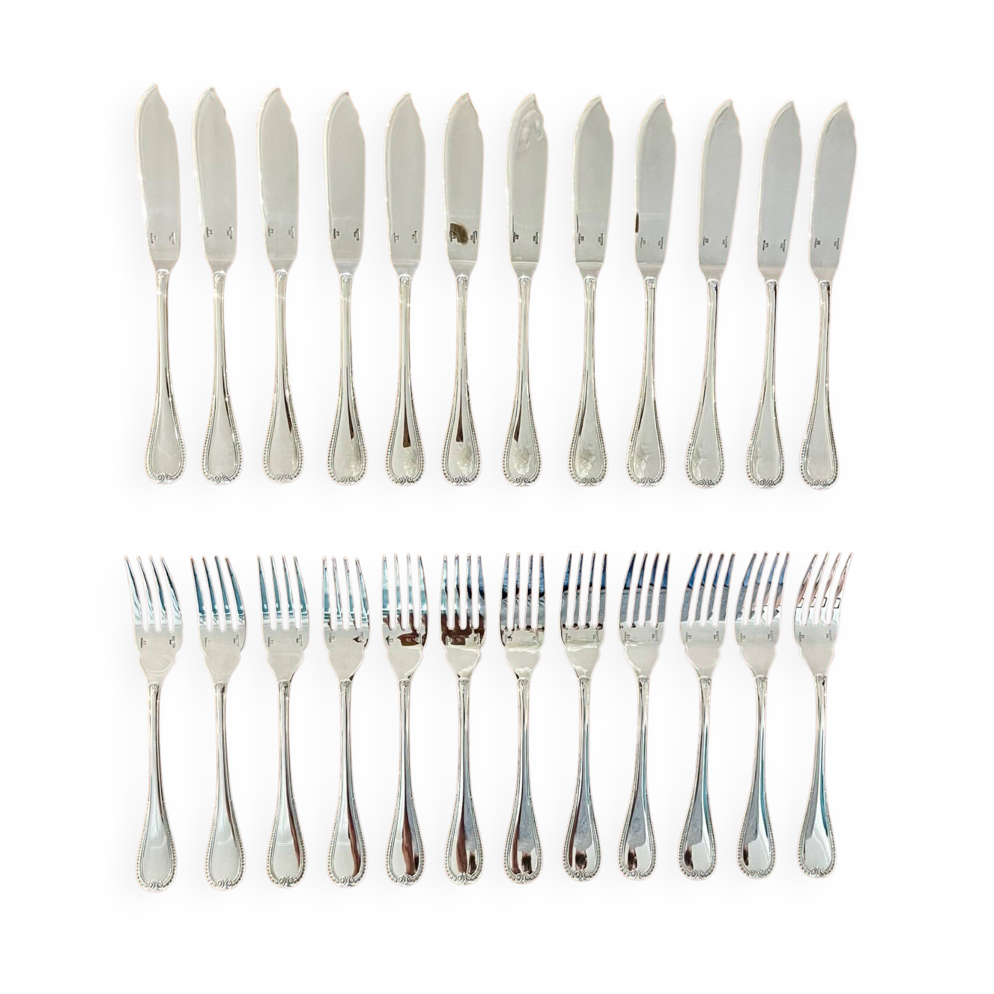 Christofle Malmaison, 12 fish cutlery sets, 24 pieces, new condition