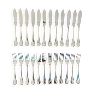 Christofle malmaison, 12 couverts à poisson ,24 pièces état neuf