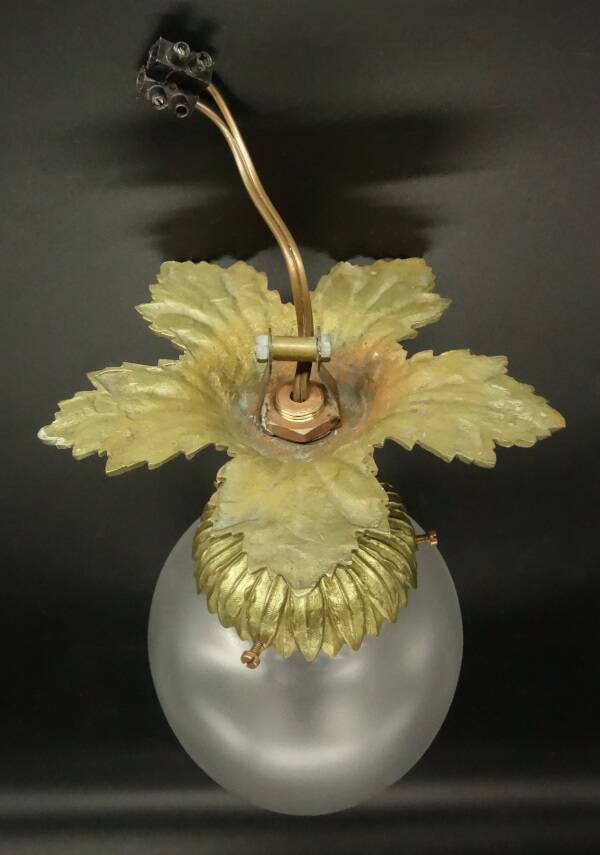 Louis XV style pointed ceiling light/suspension - bronze & glass