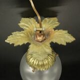 Louis XV style pointed ceiling light/suspension - bronze & glass
