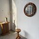 Round rattan mirror 1980