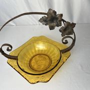 Art Deco, Val Saint Lambert amber glass bowl circa 1930