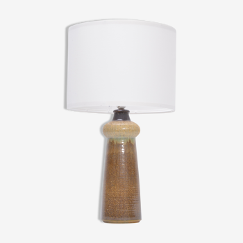 Lampe de table danoise moderne du milieu du siècle en céramique beige de Soholm
