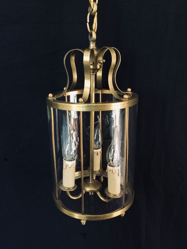 Lanterne 3 lumières bronze et laiton