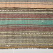 4x7 Pale Orange & Mint Green Striped Wool Kilim Rug, Washable Rug,126x210Cm