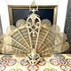 Old bronze fire firewall Napoleon 3 peacock tail fan and Vulcan head