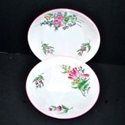 Set of 2 Lunéville earthenware lentil plates with floral decor, Street lamp 17cm