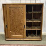 1930s English fir sideboard with sliding doors
