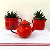 Red enamelled teapot from the 70s