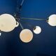 Lustre Sputnik post-moderne en laiton et verre opalin, Italie, 1980